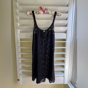 Vintage Morgan Taylor black lace slip dress